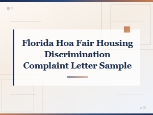 Florida Hoa Fair Housing Discrimination Complaint Letter